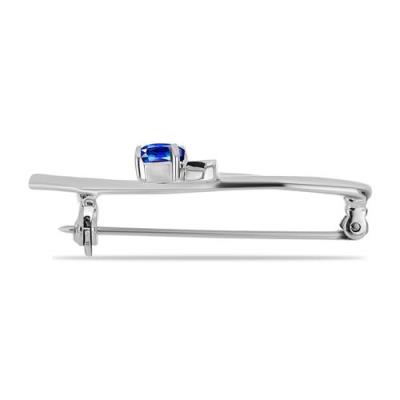 BUY 925 SILVER BROOCH WITH NATURAL BLUE SAPPHIRE GEMSTONE 